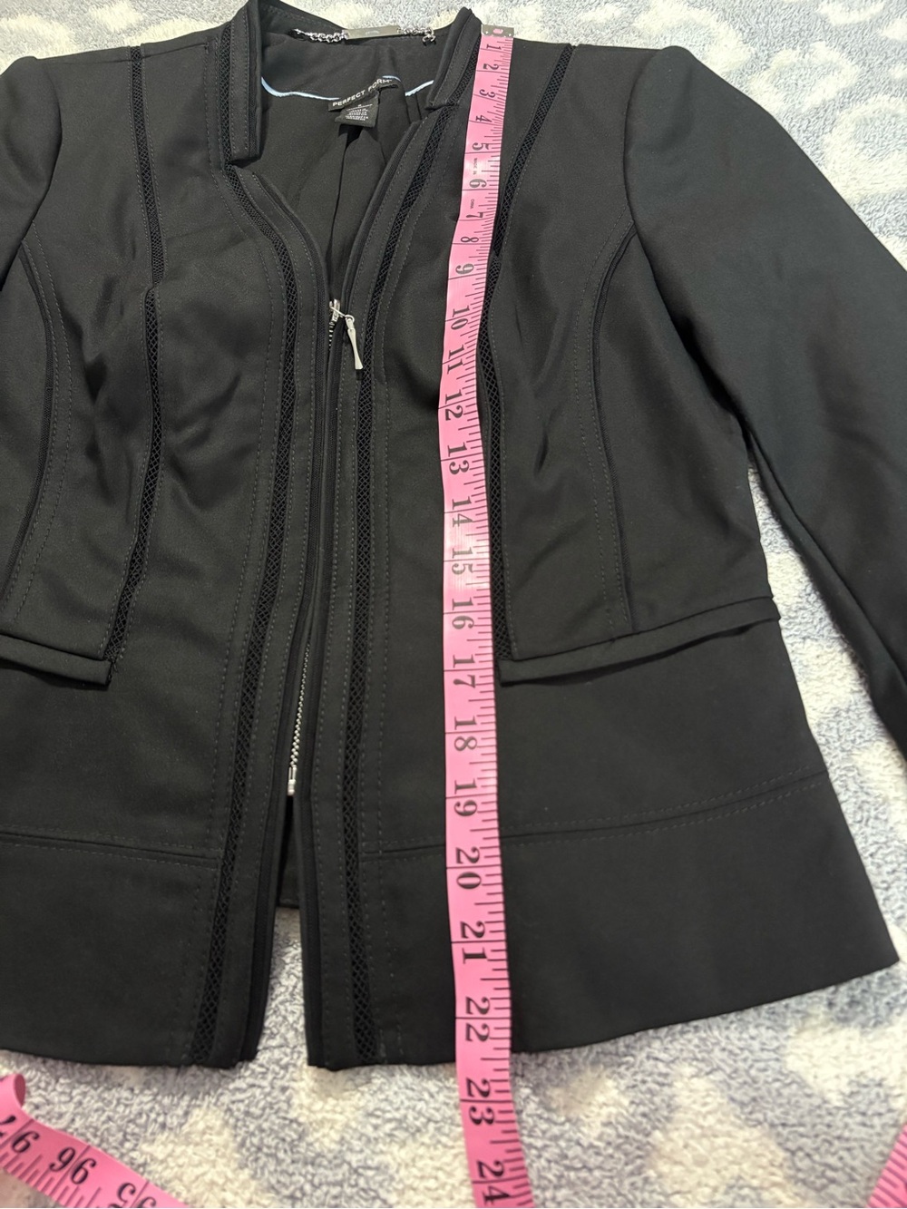 WHBM Perfect Form Blazer Jacket Black Zip Front Peplum 6 - Picture 8 of 15